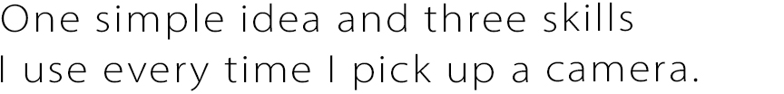 One simple idea and three skills
I use every time I pick up a camera.