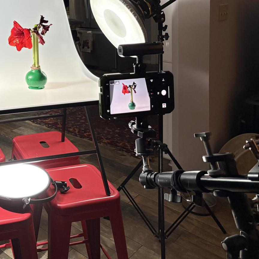 The SmallRig iPhone cage makes it easy to attach and detach the iPhone to camera rigs like the camera/light pole.