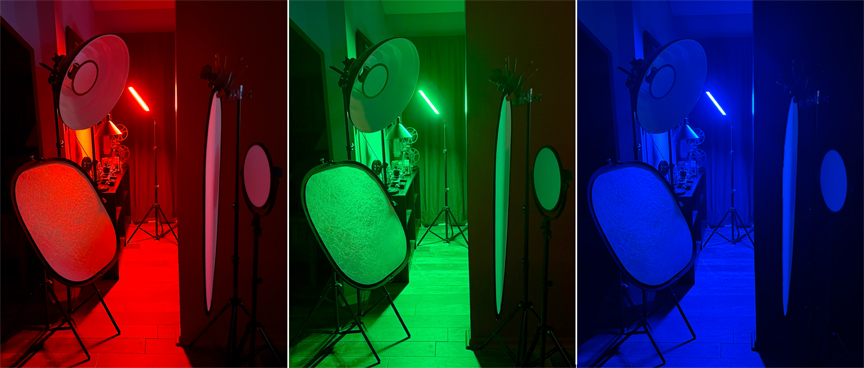 The light stick’s built in color options let you control the color pallet.