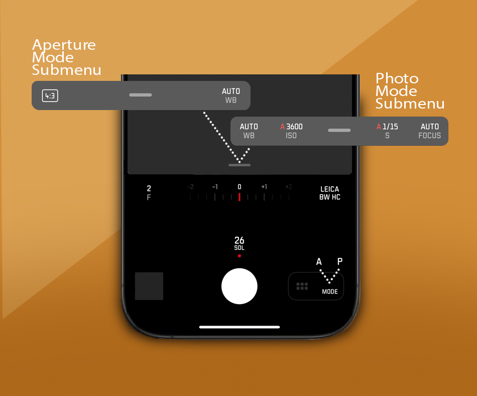 Two submenus access 
five more camera functions. 
